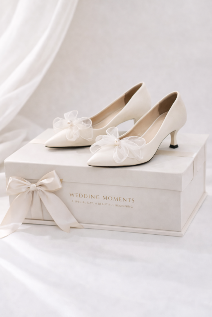 Giày Cưới Nơ Voan Pearl Bow Heels hover