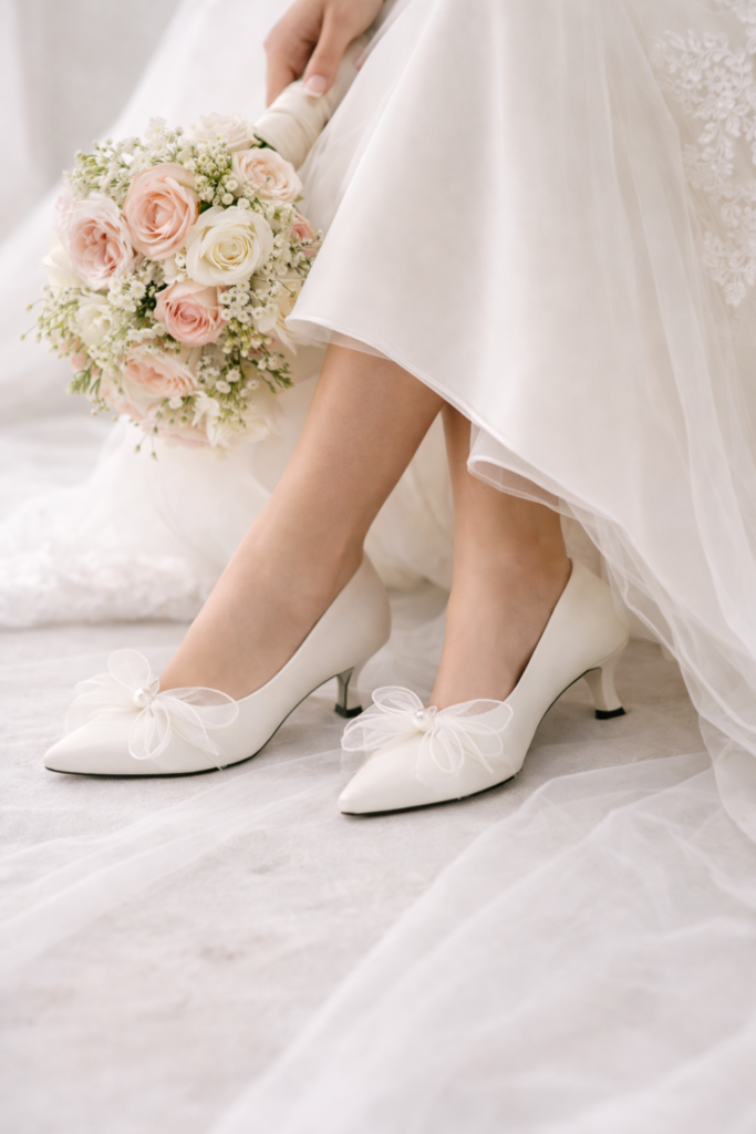 Giày Cưới Nơ Voan Pearl Bow Heels